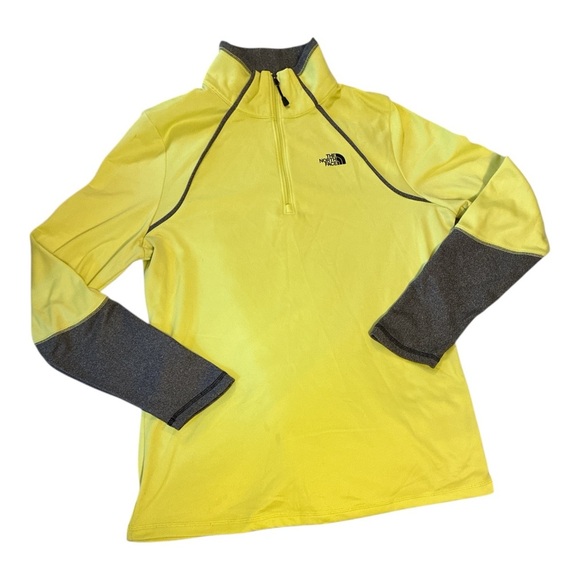 North Face Women's Size XL Neon Yellow Pullover Polyester 1/4 Zip Long Sleeve - Picture 2 of 9